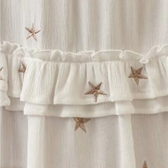 STORIA-Embroidered star mini skirt, ruffled edge & elastic waistband Size Small - Picture 3 of 4